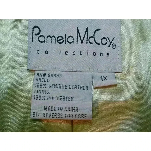 Leather Jacket Lightly Quilted Velvet Trim Pamela McCoy Size XL - Picture 7 of 16